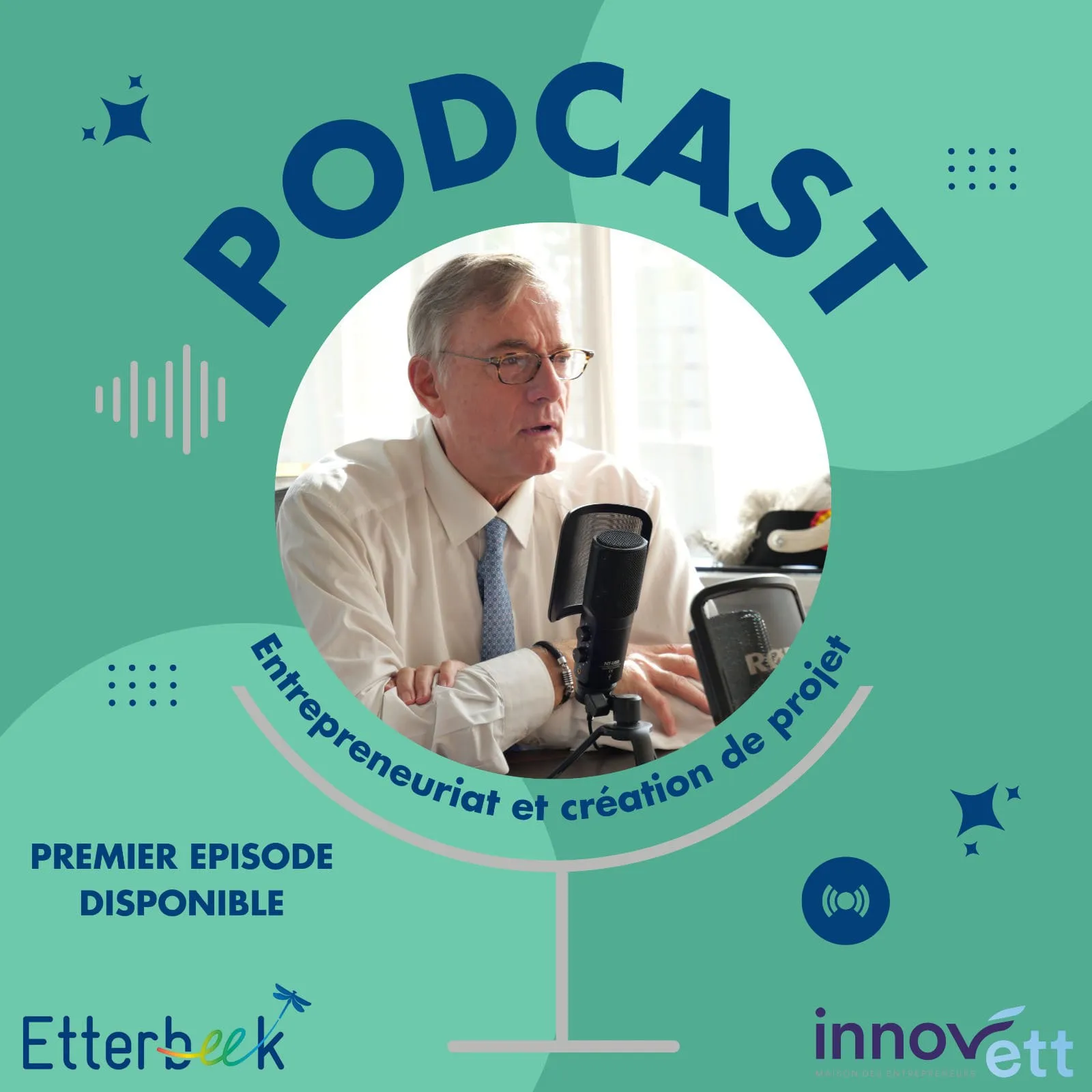 Affiche du podcast avec le Bourgemestre d'Etterbeek Vincent De Wolf
